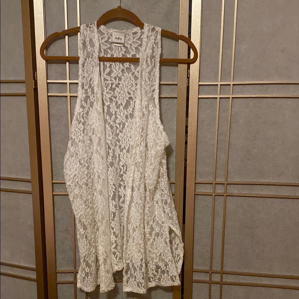 Lace open front vest, large